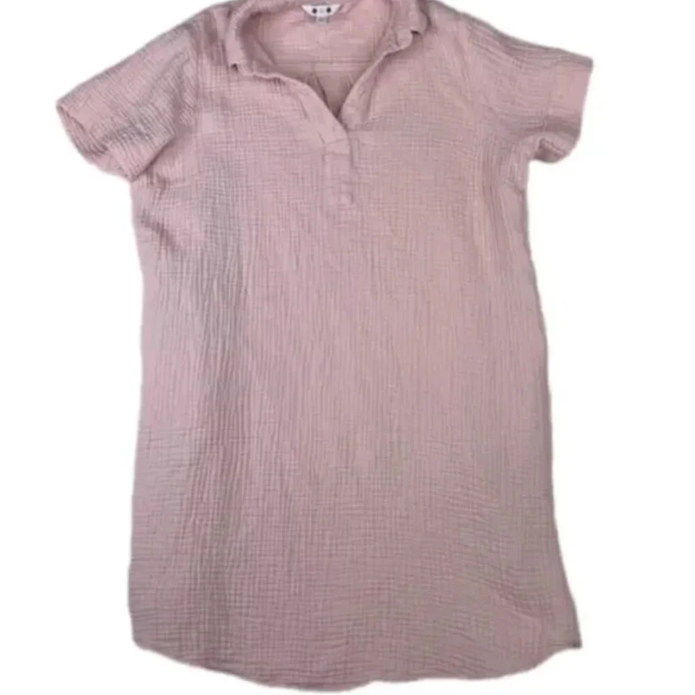 Three Dots Cotton Shirt Dress Petal Pink Medium